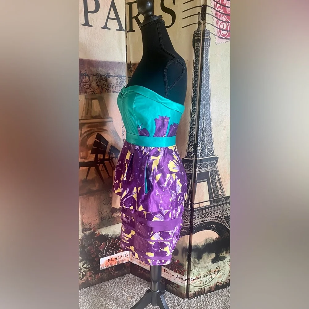 BCBG Maxazria Purple and Turquoise dress-Size 4 - Picture 2 of 6